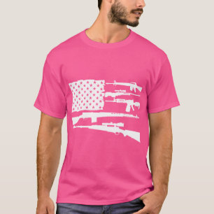 Amerikaanse Vlag Pistolen Sniper Rifles Machine Pi T-shirt