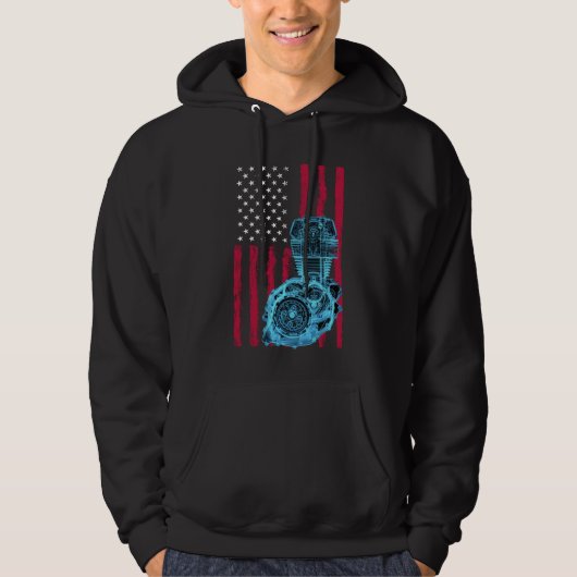 Amerikaanse Vlag Piston Muscle Auto 9 Hoodie (Voorkant)