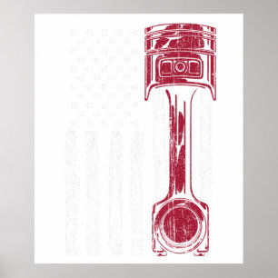 Amerikaanse Vlag Piston Muscle Auto Poster