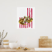 Amerikaanse Vlag Piston Muscle Car 4 Poster (Keuken)