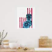 Amerikaanse Vlag Piston Muscle Car 9 Poster (Keuken)