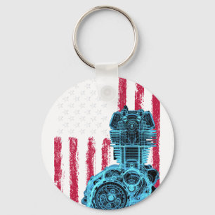 Amerikaanse Vlag Piston Muscle Car 9 Sleutelhanger