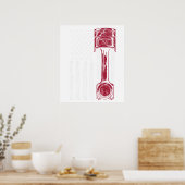 Amerikaanse Vlag Piston Muscle Car Poster (Keuken)