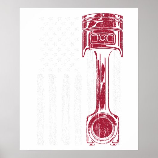 Amerikaanse Vlag Piston Muscle Car Poster (Voorkant)