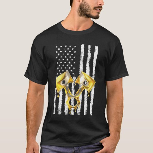 Amerikaanse Vlag Piston Spierauto 10 T-shirt (Voorkant)