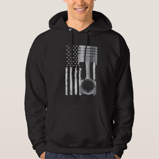 Amerikaanse Vlag Piston Spierauto 2 Hoodie (Voorkant)