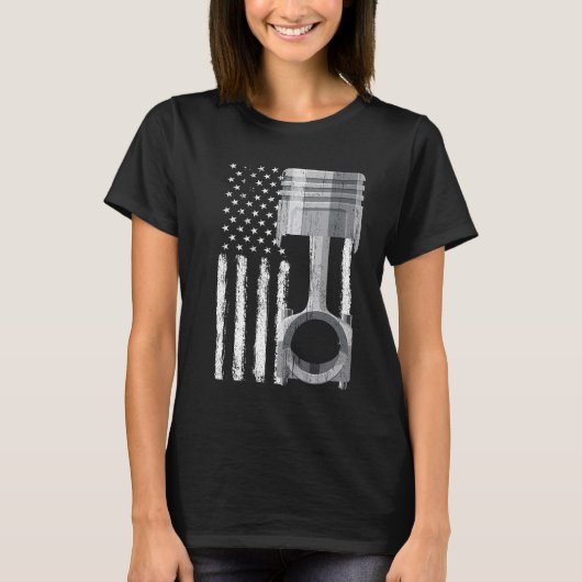 Amerikaanse Vlag Piston Spierauto 2 T-shirt (Voorkant)