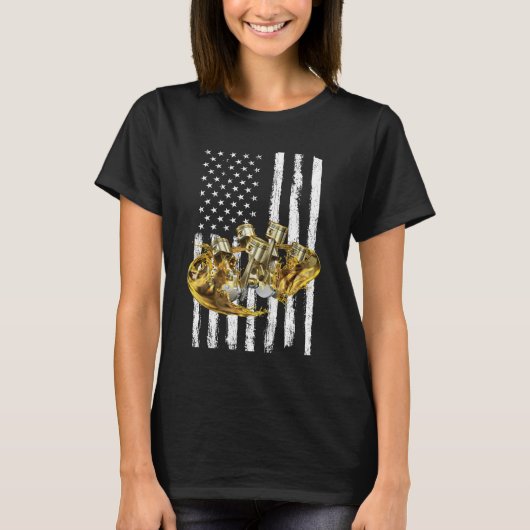 Amerikaanse Vlag Piston Spierauto 3 T-shirt (Voorkant)