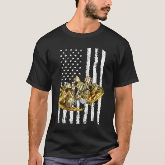 Amerikaanse Vlag Piston Spierauto 3 T-shirt (Voorkant)