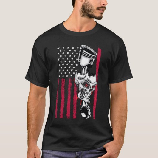 Amerikaanse Vlag Piston Spierauto 5 T-shirt (Voorkant)