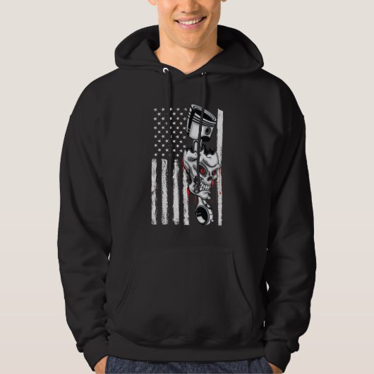 Amerikaanse Vlag Piston Spierauto 6 Hoodie (Voorkant)