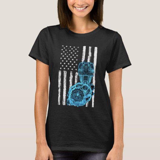 Amerikaanse Vlag Piston Spierauto 7 T-shirt (Voorkant)