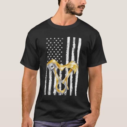 Amerikaanse Vlag Piston Spierauto 8 T-shirt (Voorkant)