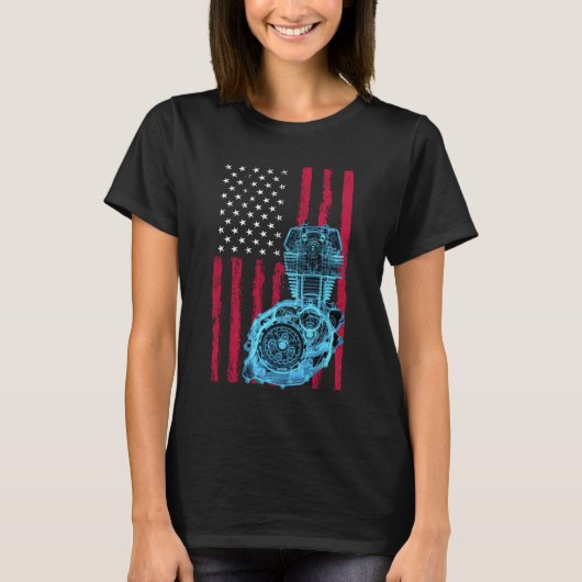 Amerikaanse Vlag Piston Spierauto 9 T-shirt (Voorkant)