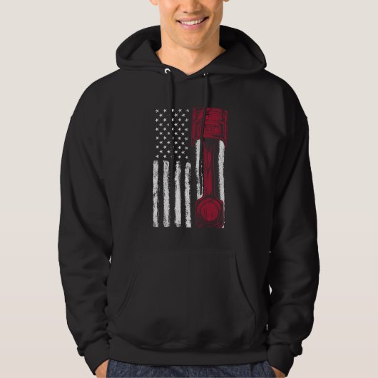 Amerikaanse Vlag Piston Spierauto Hoodie (Voorkant)