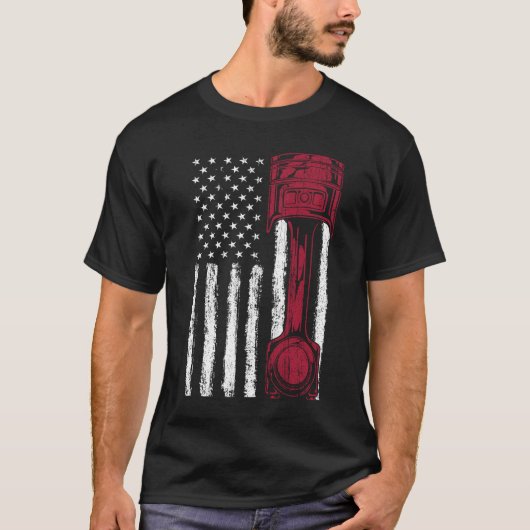 Amerikaanse Vlag Piston Spierauto T-shirt (Voorkant)