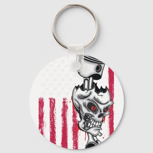 Amerikaanse Vlag Piston Spierauto vintage Sleutelhanger (Voorkant)