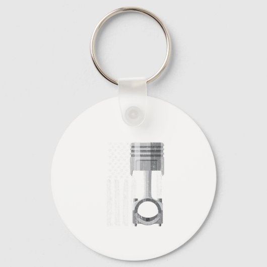Amerikaanse Vlag Piston Spierauto vintage Sleutelhanger (Voorkant)