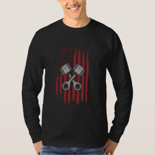 Amerikaanse Vlag Piston Spierauto voor Patriottisc T-shirt