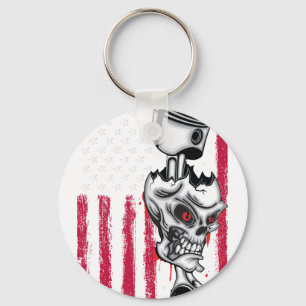Amerikaanse Vlag Piston Spierwagen vintage Sleutelhanger