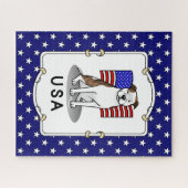 Amerikaanse vlag Pit Bull (lt brindle white 3) Legpuzzel (Horizontaal)