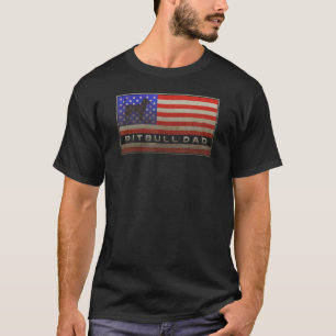  Amerikaanse vlag Pitbull Dog Dad Si T-shirt