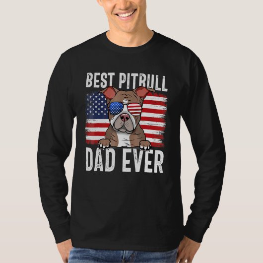 Amerikaanse vlag Pitbull Pap Dog Fathers Day T-shirt (Voorkant)
