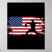 Amerikaanse vlag Pitcher Baseball Apparel - Baseba Poster (Voorkant)