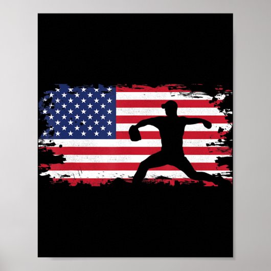 Amerikaanse vlag Pitcher Baseball Apparel - Baseba Poster (Voorkant)