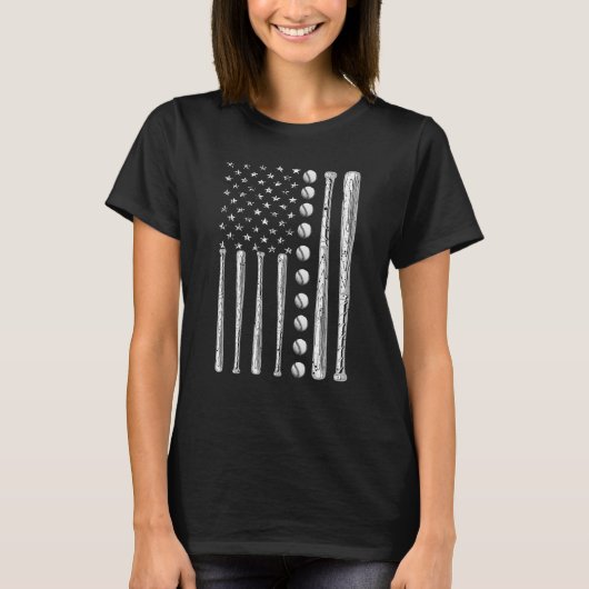 Amerikaanse Vlag Pitcher Honkbal Kleding - Honkbal T-shirt (Voorkant)