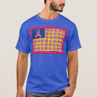 Amerikaanse vlag Pizza Breast Cancer Awareness Pin T-shirt