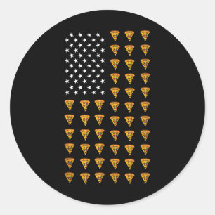 Amerikaanse Vlag Pizza Eten Usa Patriottisme Patri Ronde Sticker
