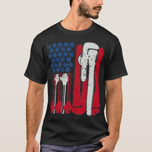 Amerikaanse vlag Plumber T-shirt (Voorkant)