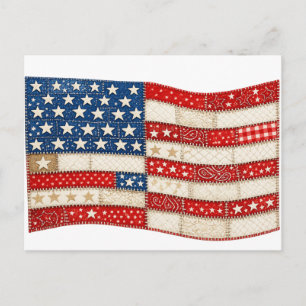 Amerikaanse Vlag PNG   Patchwork Patriottisch Ontw Feestdagenkaart