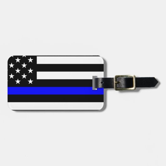- Amerikaanse vlag Politie Thin Blue Line Bagagelabel (Voorkant horizontaal)