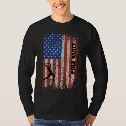 Amerikaanse vlag polsstokspringen - verontruste lo t-shirt (Voorkant)