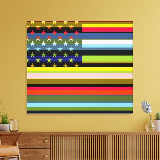 Amerikaanse vlag Pop Art 6 Canvas Afdruk (Insitu (Woonkamer))