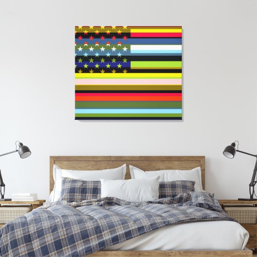 Amerikaanse vlag Pop Art 6 Canvas Afdruk (Insitu (Slaapkamer))