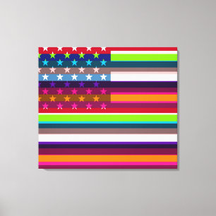 Amerikaanse vlag Pop Art 7 Canvas Afdruk