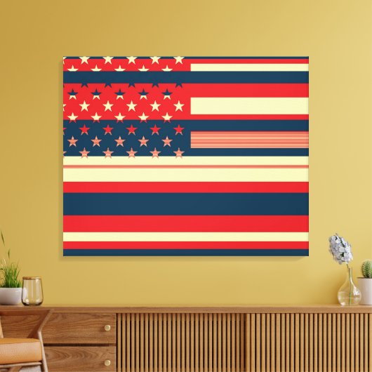 Amerikaanse vlag Pop Art Canvas Afdruk (Insitu (Woonkamer))