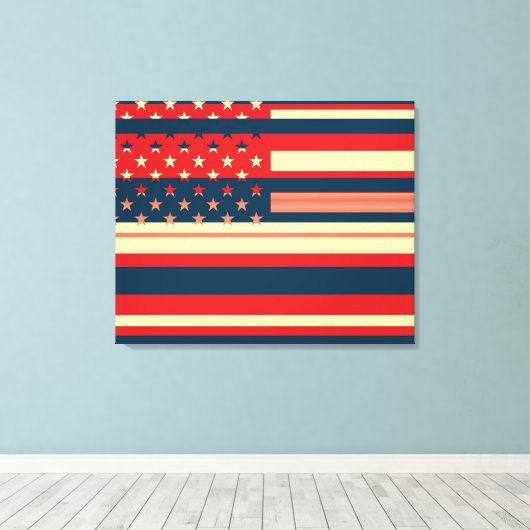 Amerikaanse vlag Pop Art Canvas Afdruk (Insitu (Houten vloer))