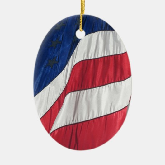 Amerikaanse vlag Porcelain Oval Ornament (Voorkant)