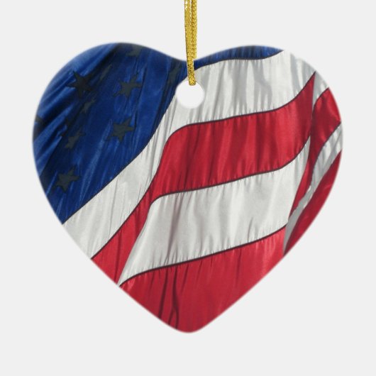 Amerikaanse vlag porseleinen hart ornament (Voorkant)