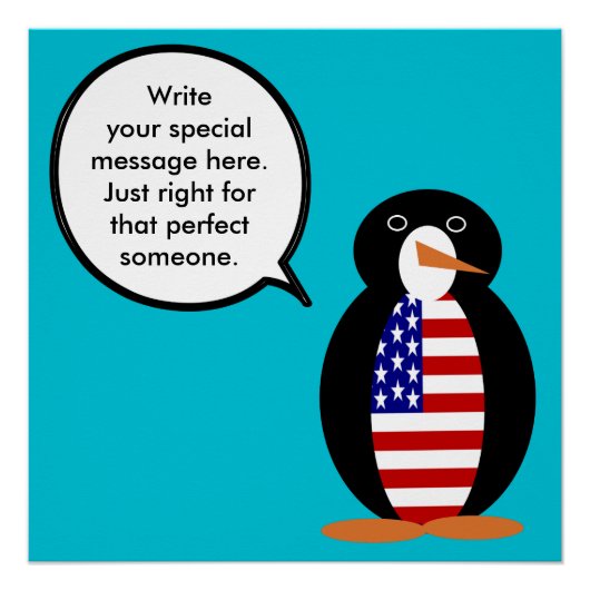 Amerikaanse vlag pratende mevrouw Pinguïn Poster (Voorkant)