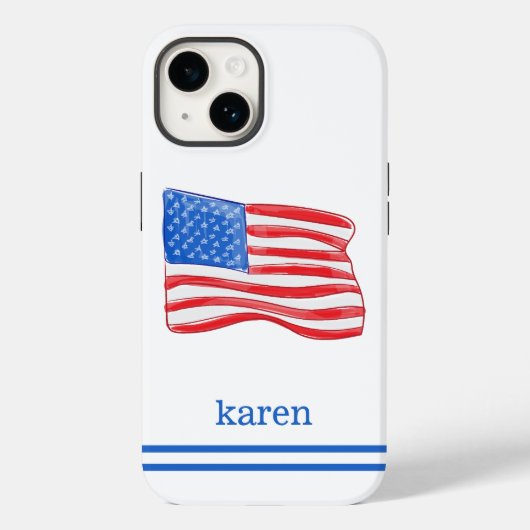 Amerikaanse vlag Preppy Custom Case-Mate iPhone Case (Achterkant)