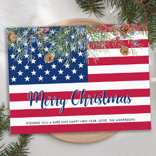 Amerikaanse Vlag Prettig Kerstfeest Militaire Patr Feestdagenkaart