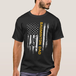  Amerikaanse vlag Proud Badminton Dad Silh T-shirt