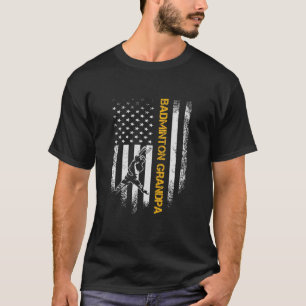 Amerikaanse vlag Proud Badminton Grandpa T-shirt