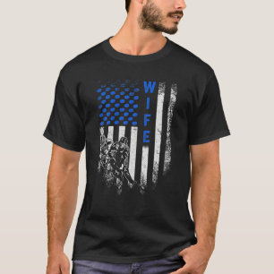  Amerikaanse vlag Proud Hockey Wife Silhou T-shirt