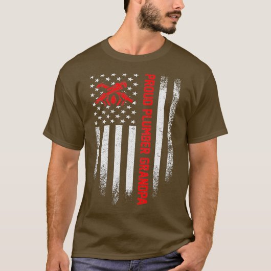 Amerikaanse vlag Proud Plumber Grandpa T-shirt (Voorkant)